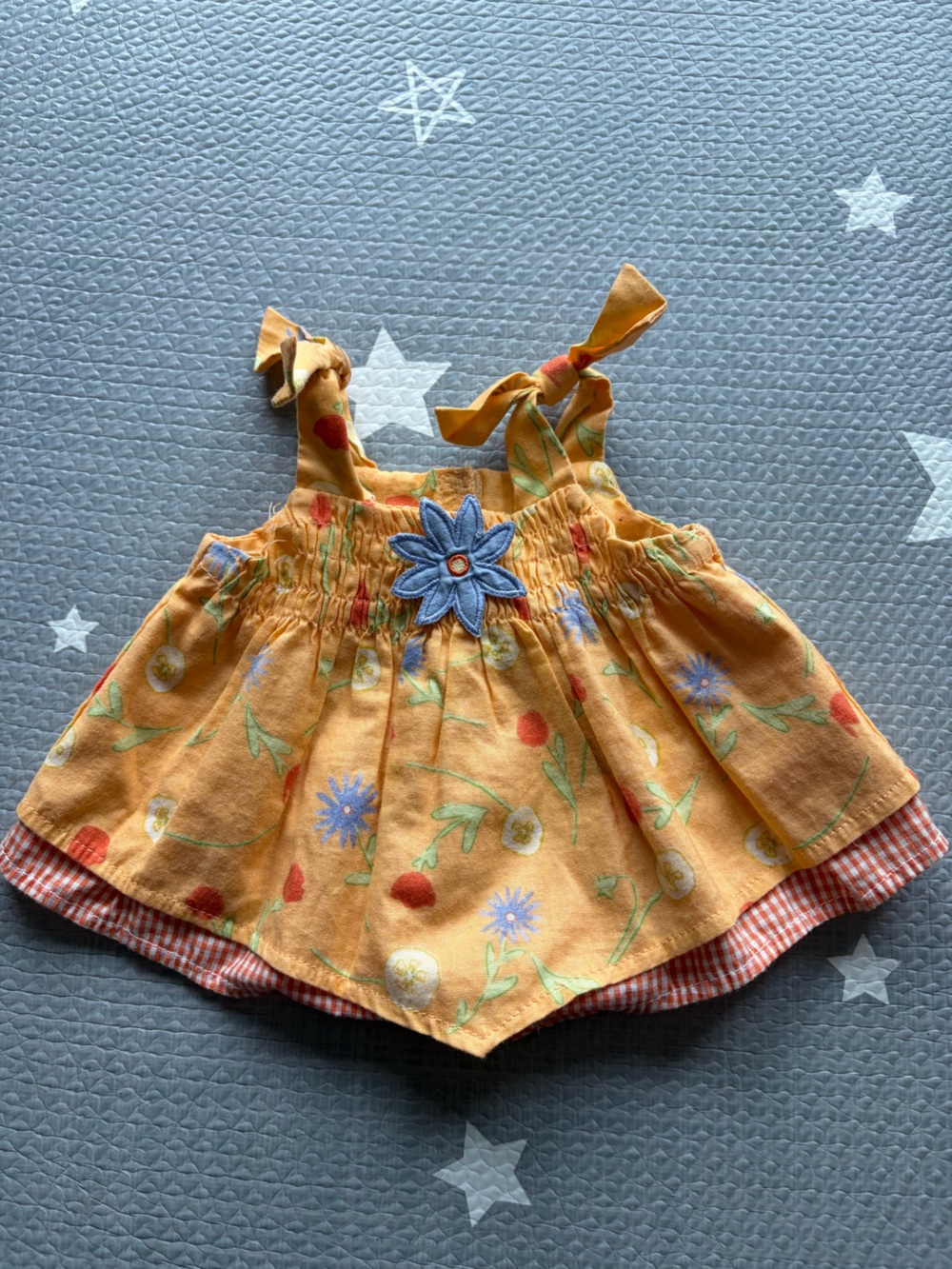 Bitty Baby dress, American Girl Doll, Country Day SunDress, floral over gingham